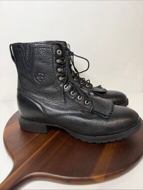 Ariat Heritage Lacer Black Leather Kiltie Boots 8B